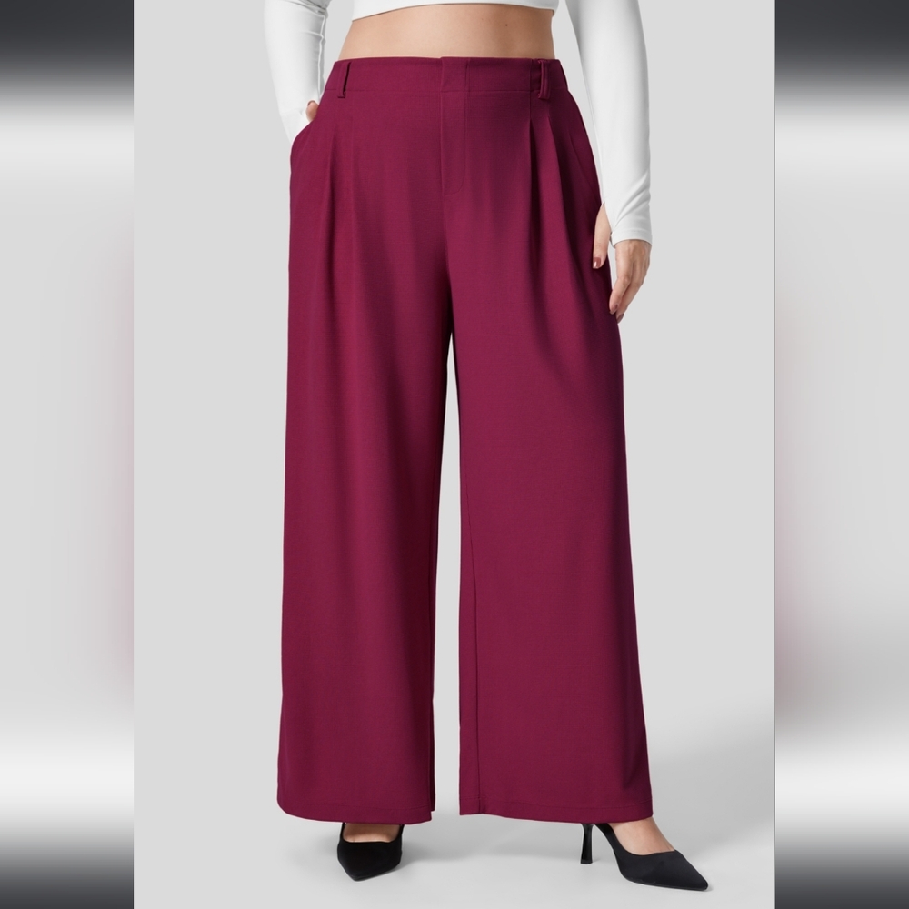 HALARA Red Wide Leg High-Waisted Pants